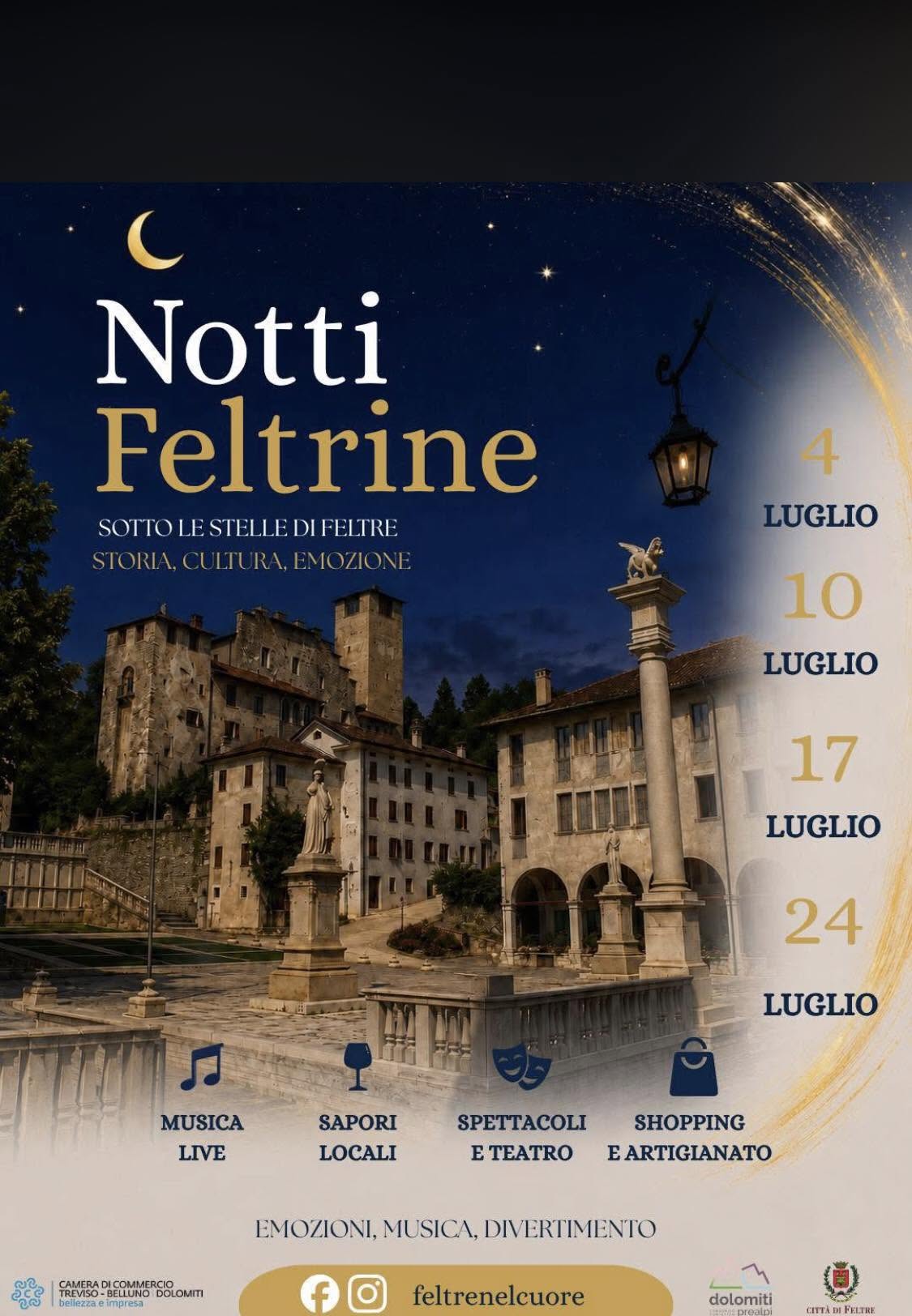 Volantino Notti Feltrine - Luglio 2026