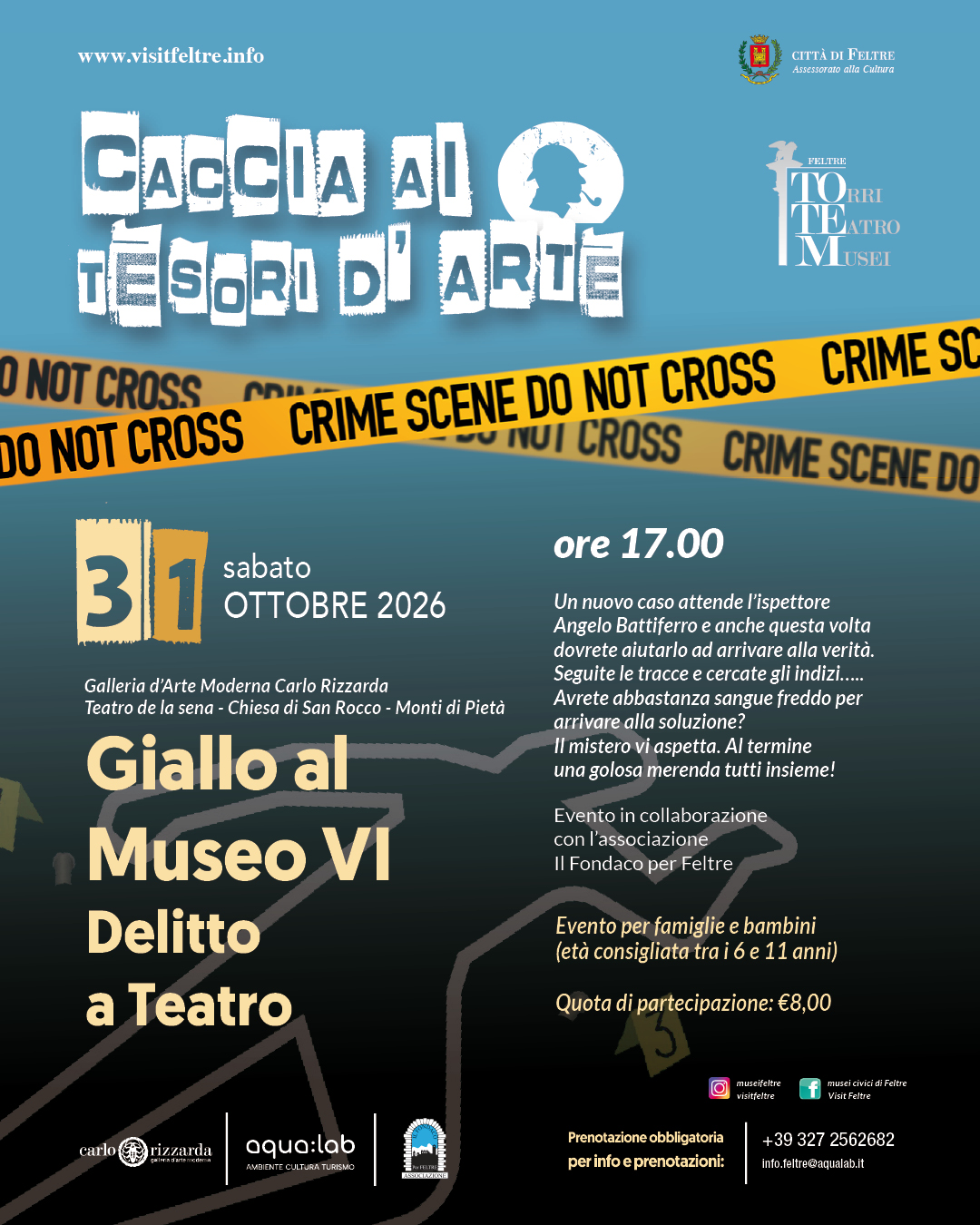 Locandina eventi Caccia ai tesori d'arte - Evento 31/10/2026 - Giallo al Museo VI Delitto a Teatro